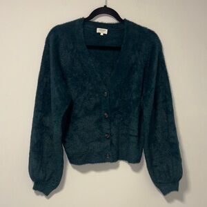 NWOT Gentle Fawn Deep Green Fuzzy Cardigan
